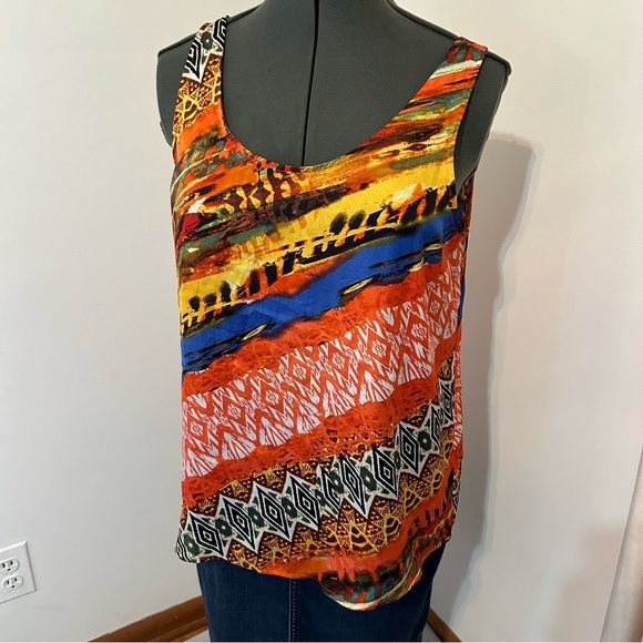 Allen B. By Allen Schwartz print tank top size large - Picture 1 of 6